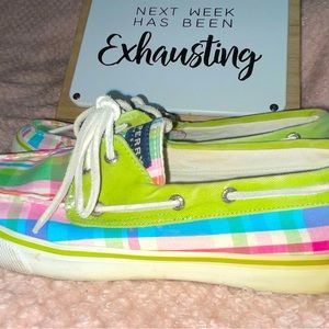 Pink and on sale green sperrys